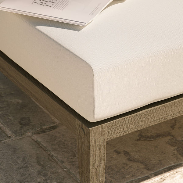 Modway Furniture Northlake Outdoor Teak Ottoman - Stylish, Durable Design with All-Weather Cushion for Patios & Decks EEI-7255-WGR-WHI