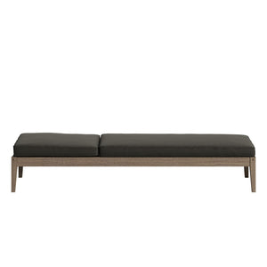 Modway Furniture Northlake Outdoor Solid Teak Slatted Chaise Lounge with Adjustable Backrest and Cushion Weathered Gray Flint EEI-7256-WGR-FLI