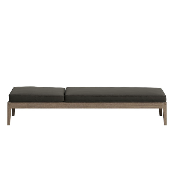 Modway Furniture Northlake Outdoor Solid Teak Slatted Chaise Lounge with Adjustable Backrest and Cushion Weathered Gray Flint EEI-7256-WGR-FLI