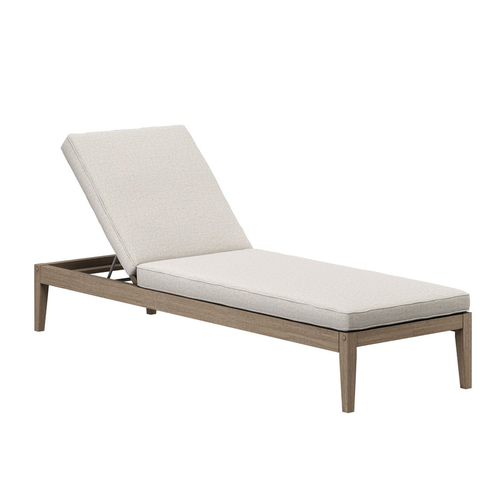 Modway Furniture Northlake Outdoor Solid Teak Slatted Chaise Lounge with Adjustable Backrest and Cushion Weathered Gray Pebble EEI-7256-WGR-PEB