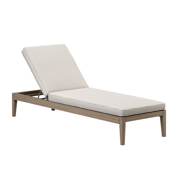 Modway Furniture Northlake Solid Teak Outdoor Chaise Lounge Set with Slatted Design for Patio Weathered Gray Pebble EEI-7276-WGR-PEB