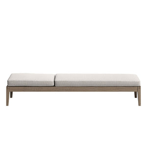 Modway Furniture Northlake Solid Teak Outdoor Chaise Lounge Set with Slatted Design for Patio Weathered Gray Pebble EEI-7276-WGR-PEB