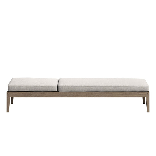 Modway Furniture Northlake Solid Teak Outdoor Chaise Lounge Set with Slatted Design for Patio Weathered Gray Pebble EEI-7276-WGR-PEB