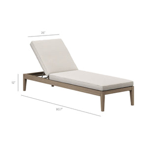 Modway Furniture Northlake Outdoor Solid Teak Slatted Chaise Lounge with Adjustable Backrest and Cushion Weathered Gray Pebble EEI-7256-WGR-PEB