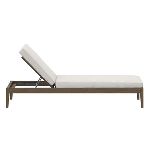Modway Furniture Northlake Outdoor Teak Chaise Lounge - Adjustable Reclining, Weather-Resistant Cushion & Stylish Design EEI-7256-WGR-WHI