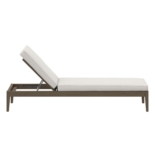 Modway Furniture Northlake Outdoor Teak Chaise Lounge - Adjustable Reclining, Weather-Resistant Cushion & Stylish Design EEI-7256-WGR-WHI