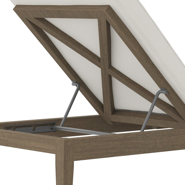 Modway Furniture Northlake Outdoor Teak Chaise Lounge - Adjustable Reclining, Weather-Resistant Cushion & Stylish Design EEI-7256-WGR-WHI