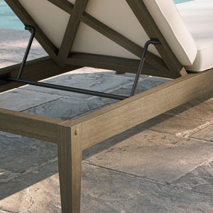 Modway Furniture Northlake Outdoor Teak Chaise Lounge - Adjustable Reclining, Weather-Resistant Cushion & Stylish Design EEI-7256-WGR-WHI