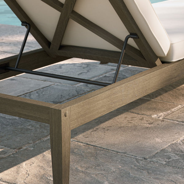 Modway Furniture Northlake Outdoor Teak Chaise Lounge - Adjustable Reclining, Weather-Resistant Cushion & Stylish Design EEI-7256-WGR-WHI