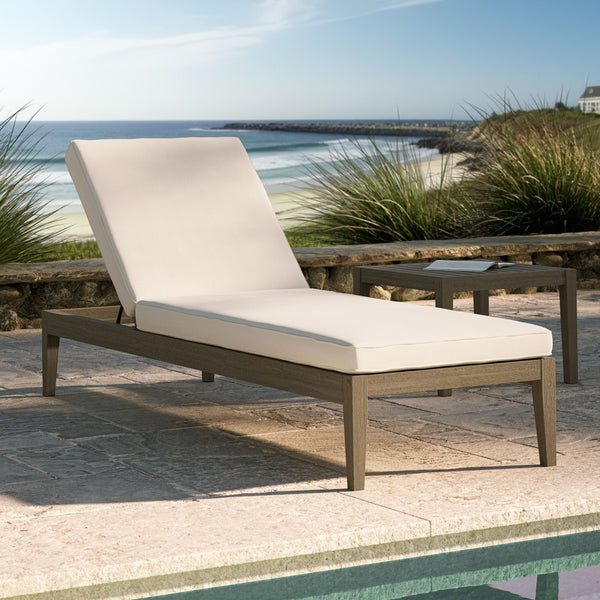 Modway Furniture Northlake Outdoor Teak Chaise Lounge - Adjustable Reclining, Weather-Resistant Cushion & Stylish Design EEI-7256-WGR-WHI