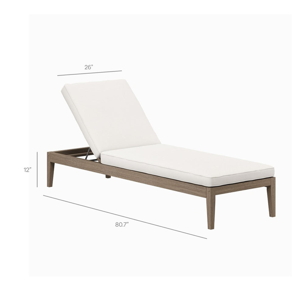Modway Furniture Northlake Outdoor Teak Chaise Lounge - Adjustable Reclining, Weather-Resistant Cushion & Stylish Design EEI-7256-WGR-WHI
