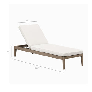 Modway Furniture Northlake Outdoor Teak Chaise Lounge - Adjustable Reclining, Weather-Resistant Cushion & Stylish Design EEI-7256-WGR-WHI