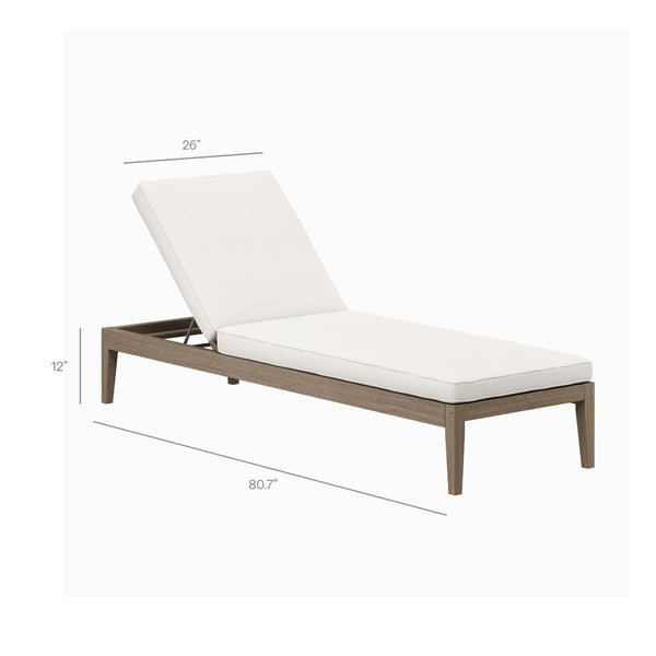 Modway Furniture Northlake Outdoor Teak Chaise Lounge - Adjustable Reclining, Weather-Resistant Cushion & Stylish Design EEI-7256-WGR-WHI