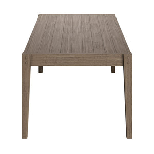 Modway Furniture Northlake Solid Teak Outdoor Dining Set Seats Six with Cross-back Armchairs Weathered Gray Flint EEI-7445-WGR-FLI