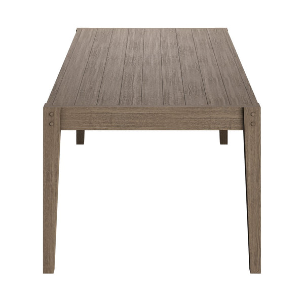 Modway Furniture Northlake Solid Teak Outdoor Dining Set Seats Six with Cross-back Armchairs Weathered Gray Flint EEI-7445-WGR-FLI