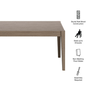 Modway Furniture Northlake 83" Rectangular Outdoor Teak Dining Table – Perfect for Patios, Modern Design & Durability EEI-7257-WGR