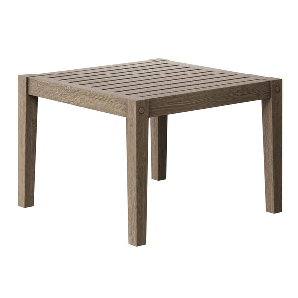 Modway Furniture Northlake Solid Teak Outdoor 3 Piece Lounge Set with Cross Back Armchairs and Side Table Weathered Gray Pebble EEI-7275-WGR-PEB
