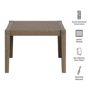 Modway Furniture Northlake Outdoor Teak Side Table - Weather-Resistant, Stylish Slatted Accent for Patios & Gardens EEI-7258-WGR