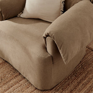Modway Furniture Lark Oversized Barrel Lounge Chair with Removable Slipcover for Reading Nooks Almond EEI-7259-ALM