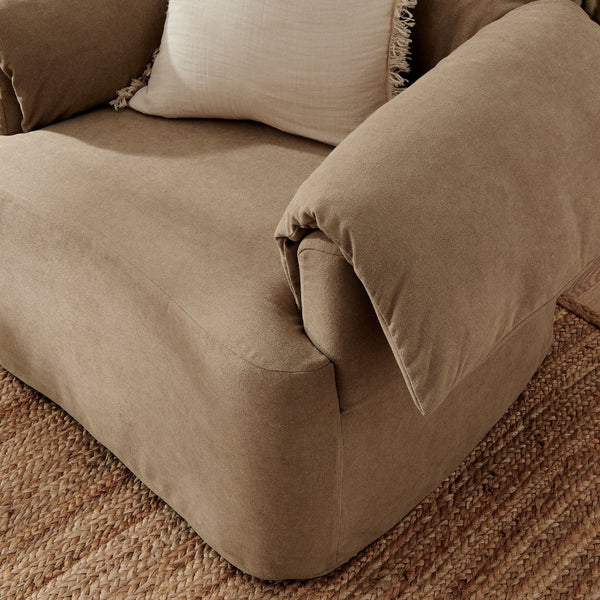 Modway Furniture Lark Oversized Barrel Lounge Chair with Removable Slipcover for Reading Nooks Almond EEI-7259-ALM