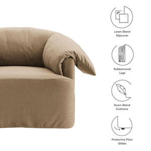 Modway Furniture Lark Oversized Barrel Lounge Chair with Removable Slipcover for Reading Nooks Almond EEI-7259-ALM