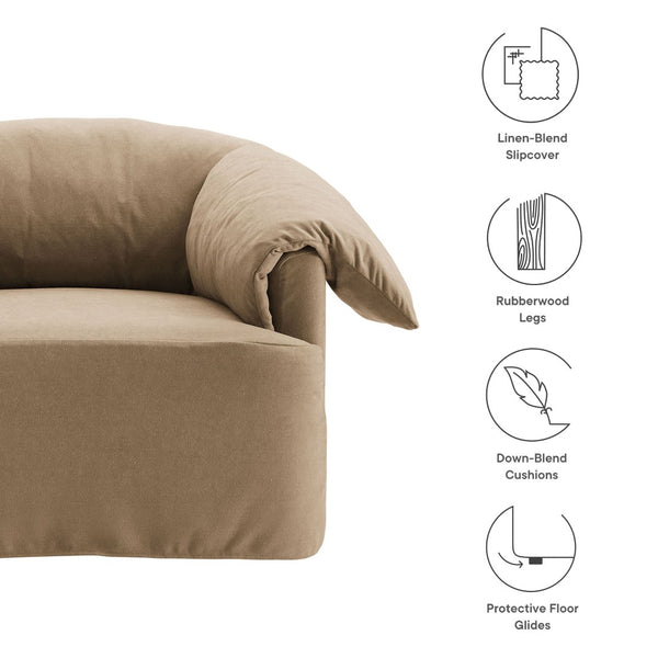 Modway Furniture Lark Oversized Barrel Lounge Chair with Removable Slipcover for Reading Nooks Almond EEI-7259-ALM