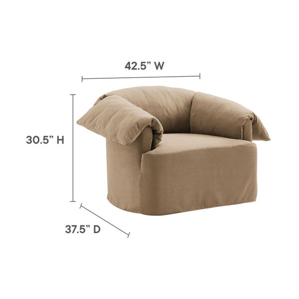 Modway Furniture Lark Oversized Barrel Lounge Chair with Removable Slipcover for Reading Nooks Almond EEI-7259-ALM