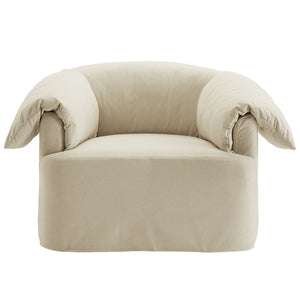 Modway Furniture Lark Oversized Barrel Lounge Chair with Removable Slipcover for Reading Nooks Linen EEI-7259-LIN