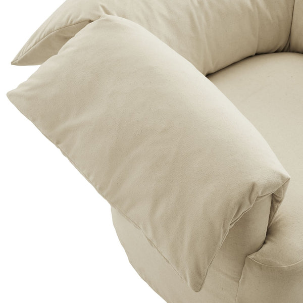 Modway Furniture Lark Oversized Barrel Lounge Chair with Removable Slipcover for Reading Nooks Linen EEI-7259-LIN