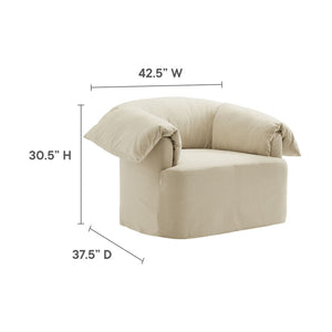 Modway Furniture Lark Oversized Barrel Lounge Chair with Removable Slipcover for Reading Nooks Linen EEI-7259-LIN