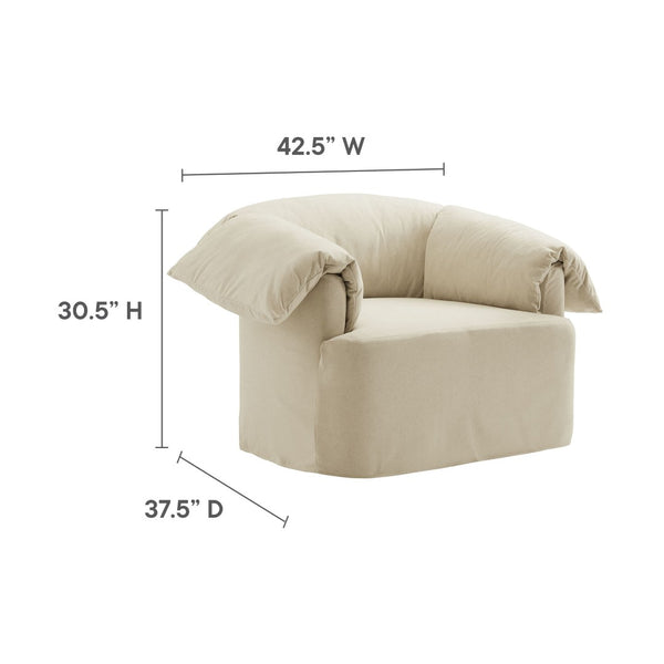 Modway Furniture Lark Oversized Barrel Lounge Chair with Removable Slipcover for Reading Nooks Linen EEI-7259-LIN