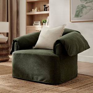 Modway Furniture Lark Oversized Barrel Lounge Chair with Removable Slipcover for Reading Nooks Sage EEI-7259-SGE