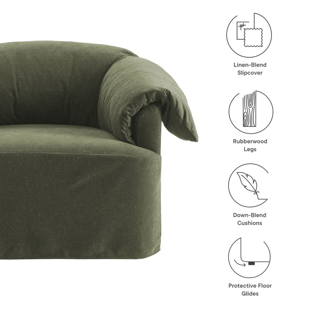 Modway Furniture Lark Oversized Barrel Lounge Chair with Removable Slipcover for Reading Nooks Sage EEI-7259-SGE