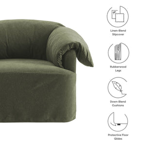 Modway Furniture Lark Oversized Barrel Lounge Chair with Removable Slipcover for Reading Nooks Sage EEI-7259-SGE