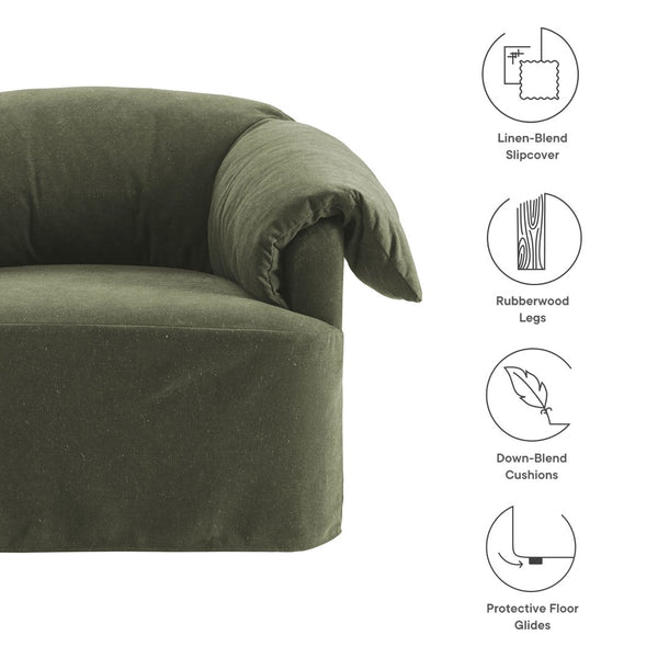 Modway Furniture Lark Oversized Barrel Lounge Chair with Removable Slipcover for Reading Nooks Sage EEI-7259-SGE