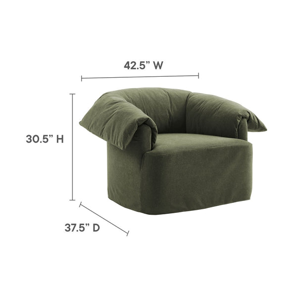Modway Furniture Lark Oversized Barrel Lounge Chair with Removable Slipcover for Reading Nooks Sage EEI-7259-SGE