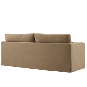 Modway Furniture Wellfleet Slipcovered Sofa with Down Blend Cushion French Piping and Sinuous Spring Support Almond EEI-7260-ALM