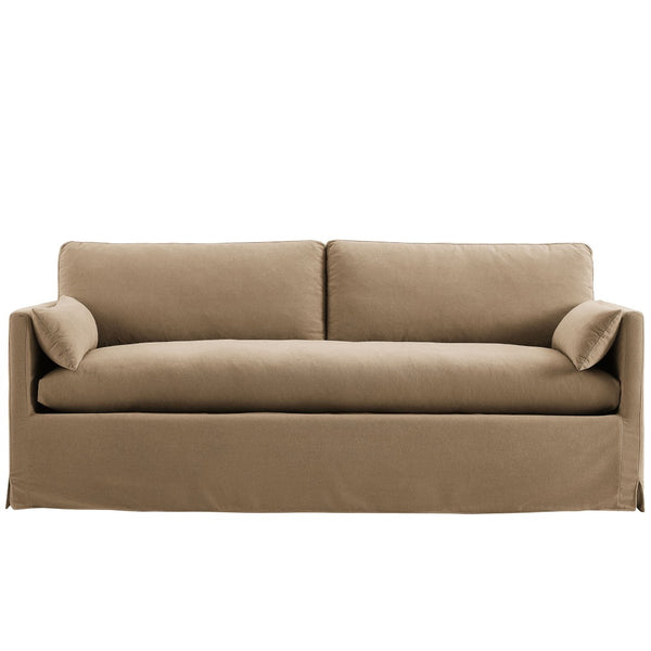 Modway Furniture Wellfleet Slipcovered Sofa with Down Blend Cushion French Piping and Sinuous Spring Support Almond EEI-7260-ALM
