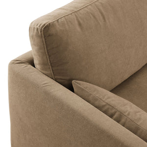 Modway Furniture Wellfleet Slipcovered Sofa with Down Blend Cushion French Piping and Sinuous Spring Support Almond EEI-7260-ALM