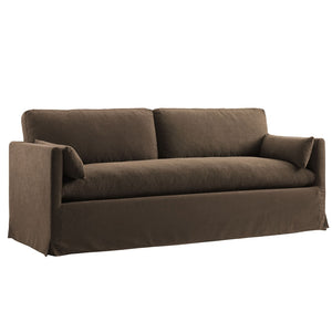 Modway Furniture Wellfleet Slipcovered Sofa with Down Blend Cushion French Piping and Sinuous Spring Support Cocoa EEI-7260-COA