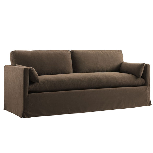 Modway Furniture Wellfleet Slipcovered Sofa with Down Blend Cushion French Piping and Sinuous Spring Support Cocoa EEI-7260-COA