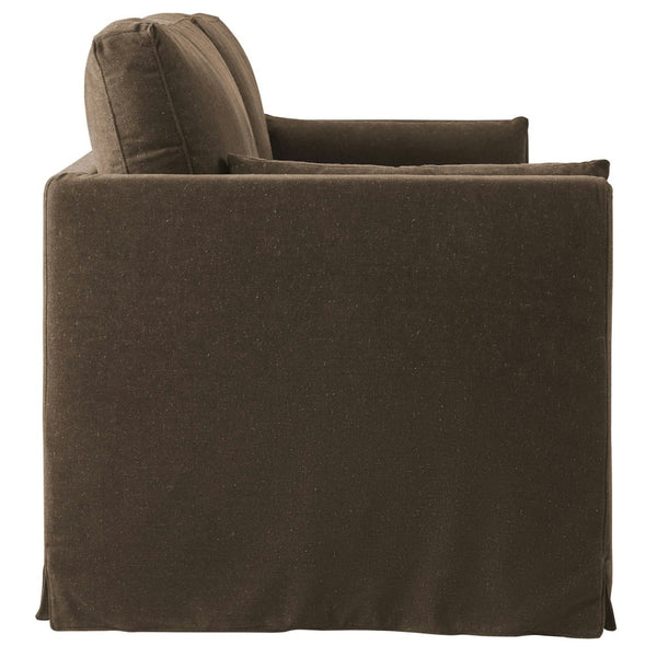 Modway Furniture Wellfleet Slipcovered Sofa with Down Blend Cushion French Piping and Sinuous Spring Support Cocoa EEI-7260-COA