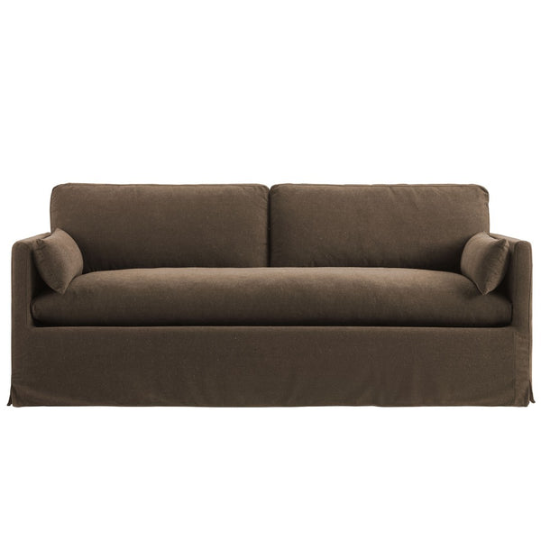 Modway Furniture Wellfleet Slipcovered Sofa with Down Blend Cushion French Piping and Sinuous Spring Support Cocoa EEI-7260-COA