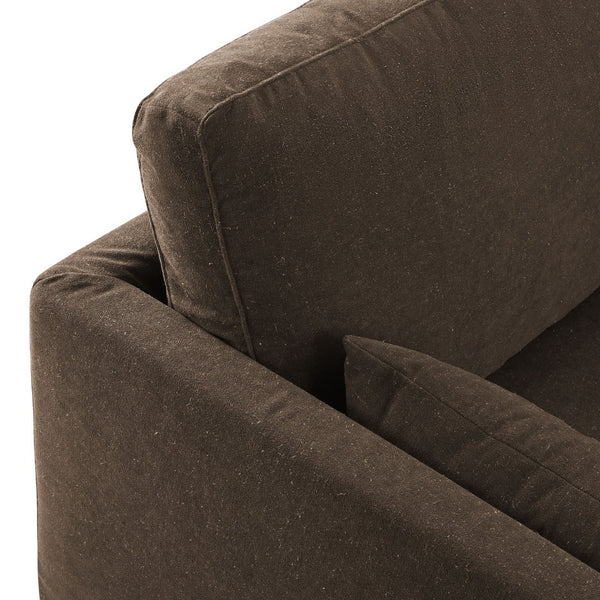 Modway Furniture Wellfleet Slipcovered Sofa with Down Blend Cushion French Piping and Sinuous Spring Support Cocoa EEI-7260-COA