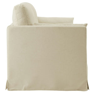 Modway Furniture Wellfleet Slipcovered Sofa with Down Blend Cushion French Piping and Sinuous Spring Support Linen EEI-7260-LIN