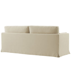 Modway Furniture Wellfleet Slipcovered Sofa with Down Blend Cushion French Piping and Sinuous Spring Support Linen EEI-7260-LIN