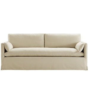 Modway Furniture Wellfleet Slipcovered Sofa with Down Blend Cushion French Piping and Sinuous Spring Support Linen EEI-7260-LIN