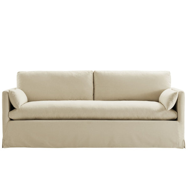 Modway Furniture Wellfleet Slipcovered Sofa with Down Blend Cushion French Piping and Sinuous Spring Support Linen EEI-7260-LIN
