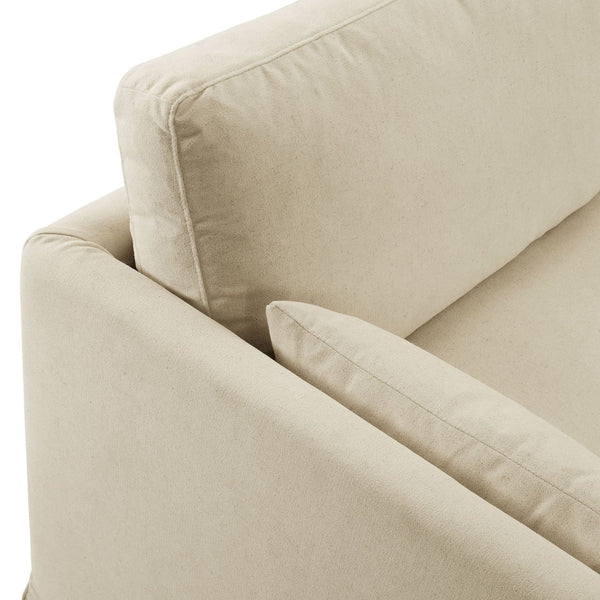 Modway Furniture Wellfleet Slipcovered Sofa with Down Blend Cushion French Piping and Sinuous Spring Support Linen EEI-7260-LIN