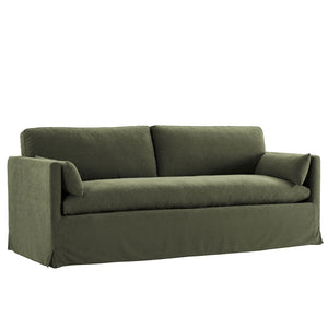 Modway Furniture Wellfleet Slipcovered Sofa with Down Blend Cushion French Piping and Sinuous Spring Support Sage EEI-7260-SGE